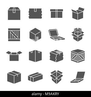 Simple set of box and crates related vector icons for your design. EPS 10 Stock Vector