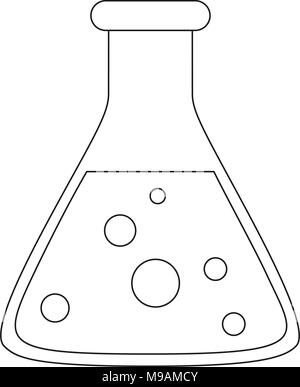 Line art black and white science test tube icon poster. Stock Vector