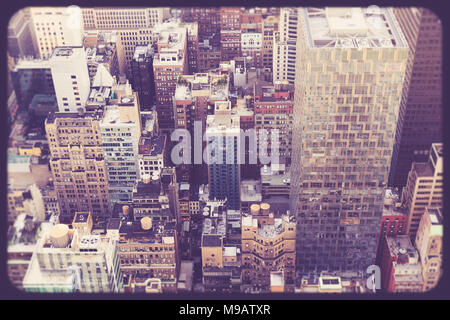 View across midtown Manhattan New York City buildings with vintage tone Stock Photo