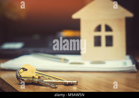 keys and model of the house. real estate buying an apartment Stock Photo