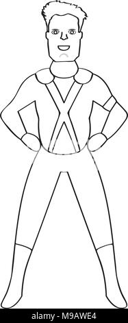 Male superhero cartoon character sketch Stock Vector