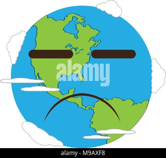 Sad earth emote. Earth day Stock Vector