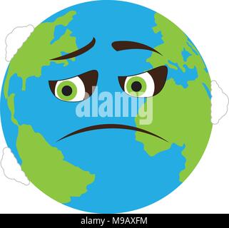 Sad earth emote. Earth day Stock Vector