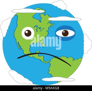 Sad earth emote. Earth day Stock Vector