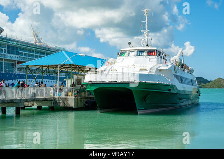 Jaden Sun, Antigua Montserrat Ferry, Heritage Quay Pier, St. John's, Antigua Stock Photo