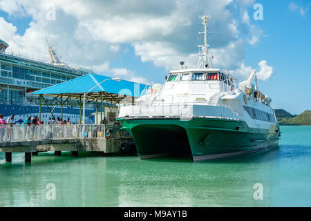 Jaden Sun, Antigua Montserrat Ferry, Heritage Quay Pier, St. John's, Antigua Stock Photo