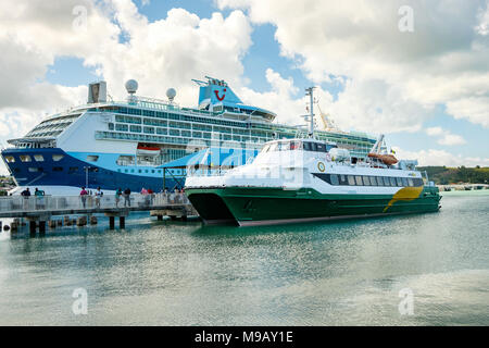 Jaden Sun, Antigua Montserrat Ferry, Heritage Quay Pier, St. John's, Antigua Stock Photo