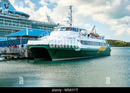 Jaden Sun, Antigua Montserrat Ferry, Heritage Quay Pier, St. John's, Antigua Stock Photo