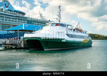 Jaden Sun, Antigua Montserrat Ferry, Heritage Quay Pier, St. John's, Antigua Stock Photo