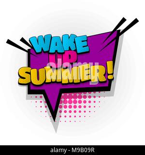summer time wake up comic book text pop art Stock Vector