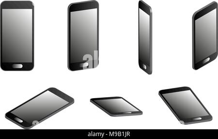 Set of smartphones in 3D, vector Stock Vector