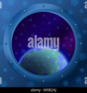 Snow space in window Stock Vector