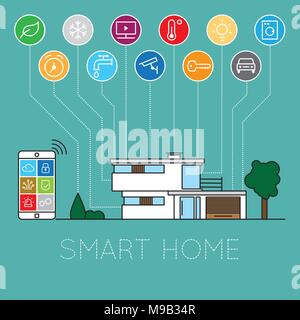 Smart Home Concept Flat Vector Illustration Stock Vector
