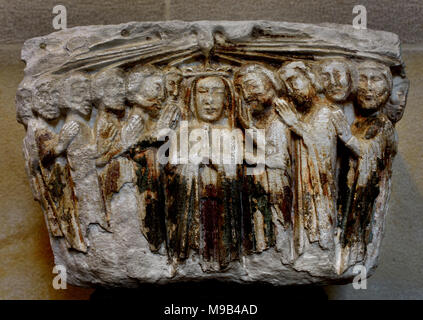 The descent of the Holy Spirit upon the Virgin and the Apostles (Pentecost Capital) 13th century Portugal, Portuguese, Coimbra ( scenes from the life of Christ, the Virgin and the Saints, ) Stock Photo