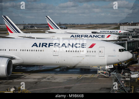 Paris, France - march 2018: Air France airplanes at Charles de Gaulle airport in Paris, France Stock Photo