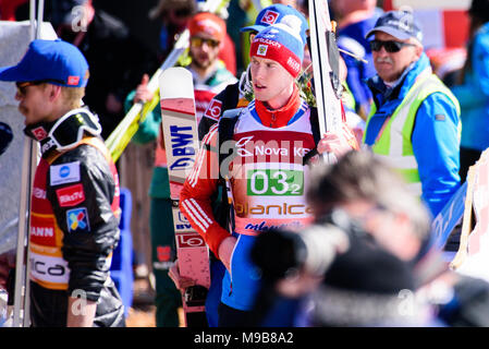 Planica, Slovenia. 24th Mar, 2018. Evgeniy Klimov of Russia at Planica FIS Ski Jumping World Cup finals on March 24, 2017 in Planica, Slovenia. Credit: Rok Rakun/Pacific Press/Alamy Live News Stock Photo