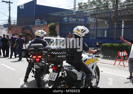 Brazil. 24th Mar, 2018. Local police confiscates foods, drinks and products during the event at Jose Carlos Pace Autodrome Interlagos. There were many policemen with their motorcycles, cars at the local to maintain order. Credit: Niyi Fote/Pacific Press/Alamy Live News Stock Photo