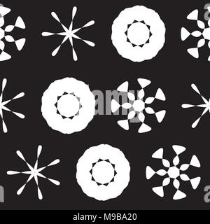 White on Black Seamless Xmas Pattern Stock Vector