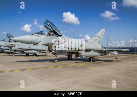 Eurofighter F-2000A Typhoon MM7293/36-33 of 36° Stormo Italian Air Force pictured on the flight line at RAF Waddington UK in 2011. Stock Photo