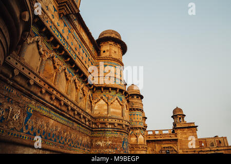 Gwalior fort, ancient architecture in India Stock Photo