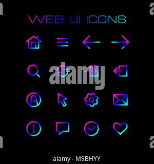 Web application ui icons set for simple flat style design. Stock Vector