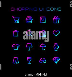 Online shopping ui icons set for simple flat style design. Stock Vector