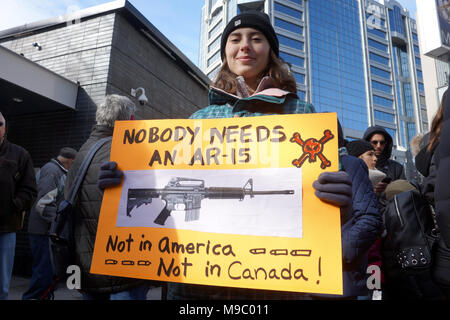 Montreal,Canada,23 March,2018.March for our Lives protest for stricter gun laws.Credit:Mario Beauregard/Alamy Live News Stock Photo