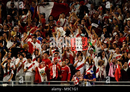 Miami, Florida, USA. 23rd Mar, 2018. Fans from Peru at Hard Rock Stadium.The Croatian national football team played a friendly match against Peru on 23rd March 2018. Credit: Fernando Oduber/SOPA Images/ZUMA Wire/Alamy Live News Stock Photo