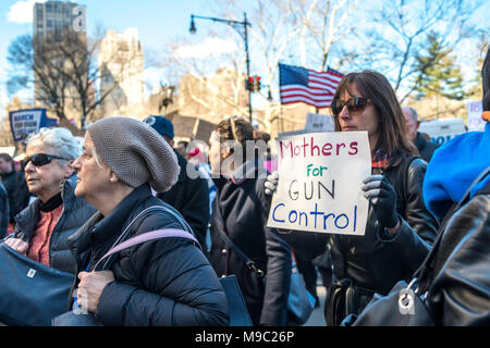 New York, USA. 24 March 2018. Demonstrators join a 'March For Our Lives' protest demanding gun control in New York City. Photo by  Enrique Shore/Alamy Live News Stock Photo