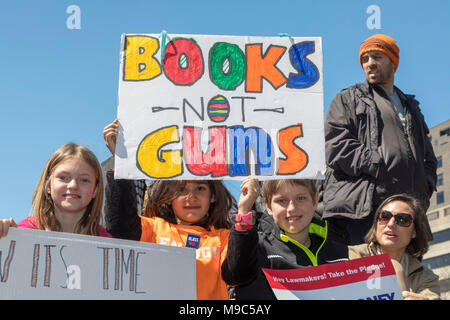 Washington, DC, USA - 24 March 2018 - Hundreds of thousands gathered near the U.S. Capitol in the 'March for Our Lives,' calling for an end to gun violence and mass shootings in American schools. The march was organized by students from Marjory Stoneman Douglas High School in Parkland, Florida, where 17 students and teachers were killed by a gunman February 14, 2018. Credit: Jim West/Alamy Live News Stock Photo