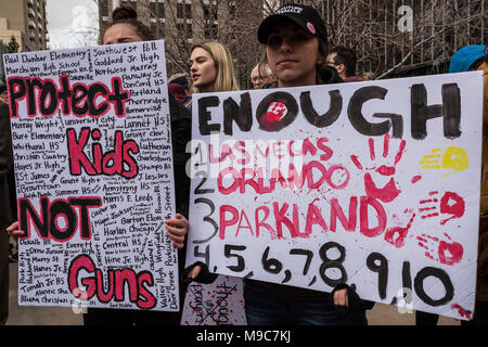 Reno, Nevada, USA. 24th Mar, 2018. Paticipants in the March for Our Lives event in Reno, Nevada, hold handmade signs voicing their opinions on Saturday, March 24, 2018, Credit: Tracy Barbutes/ZUMA Wire/Alamy Live News Stock Photo