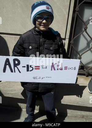 New York City, USA. 24th March, 2018. Thousands of protesters rally and march against gun violence and in support of stricter gun legislation in New York City, USA. Credit: Ethel Wolvovitz/Alamy Live News Stock Photo