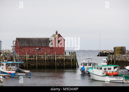 The historic Motif No. 1 in the coastal harbor town of Rockport, Massachusetts. Stock Photo