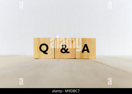 Q & A letter on wood blocks Stock Photo