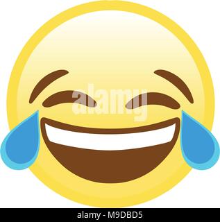 The isolated yellow vector yellow laugh and crying tear flat icon Stock Vector