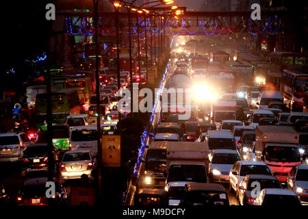 Dahaka 2018. Traffic jam at night in dhaka Stock Photo