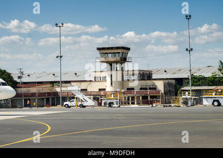 The old tower at Managua Augusto C. Sandino International airport in Nicaragua Stock Photo