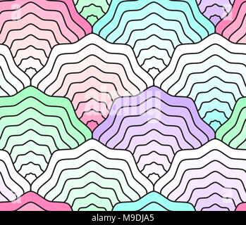 Pastel colored scales seamless pattern, fish tail, mermaid tail, seashells Stock Vector
