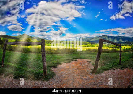 Great Smoky MNountain NP view from  Cades Cove, Tennessee Stock Photo