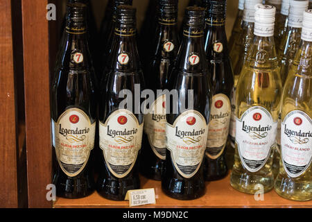 VINALES, CUBA - MARCH 14, 2018. Rum Legendario Anejo Blanco 70cl, 40% Vol. Rum Legendario in the store shelf. Cuban rum of Legendario. Stock Photo