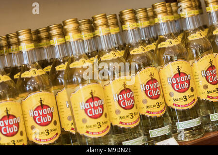 VINALES, CUBA - MARCH 14, 2018. Rum Legendario Anejo Blanco 70cl, 40% Vol. Rum Legendario in the store shelf. Cuban rum of Legendario. Stock Photo