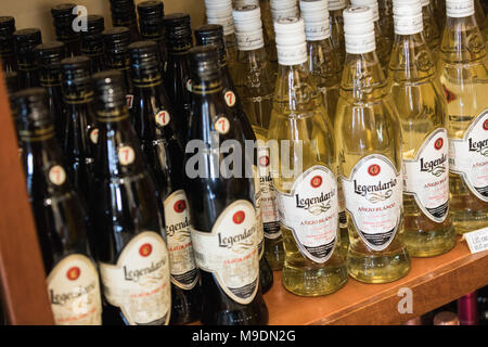 VINALES, CUBA - MARCH 14, 2018. Rum Legendario Anejo Blanco 70cl, 40% Vol. Rum Legendario in the store shelf. Cuban rum of Legendario. Stock Photo