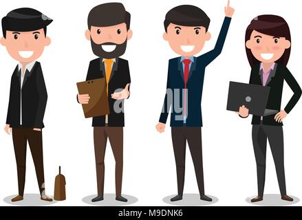 Group of business people team. employee and boss standing together at teamwork concept. Flat design man and woman characters vector illustration. Stock Vector