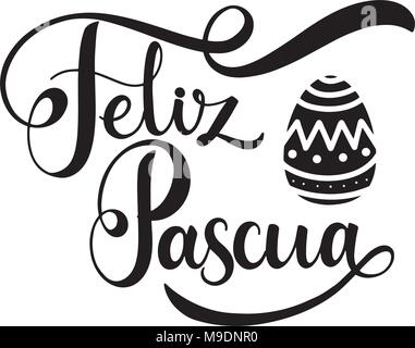 Feliz Pascua lettering. Happy Easter lettering in Spanish. Hand written Easter phrases. Seasons Greetings Stock Vector