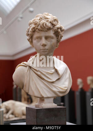 Lucius Verus (130-169 AD). Caesar Lucius Aurelius Verus, Emperor ( 161-169 AD). Portrait in marble, C. 138 AD. Licinian tomb in Rome. Stock Photo