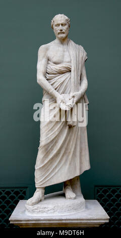 Demosthenes (384-322 BC) Greek statesman and orator. Roman copy of a Greek bronze original by Polyeuktos, 280 BC. Marble. Stock Photo