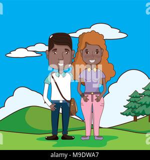 Cute and funny couple cartoon Stock Vector
