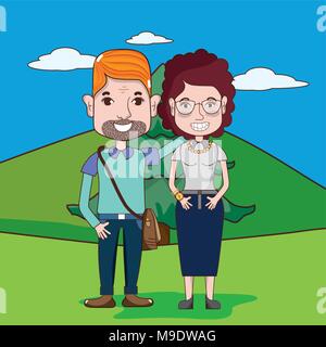 Cute and funny couple cartoon Stock Vector