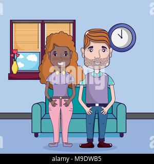 Cute and funny couple cartoons Stock Vector