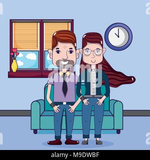Cute and funny couple cartoons Stock Vector